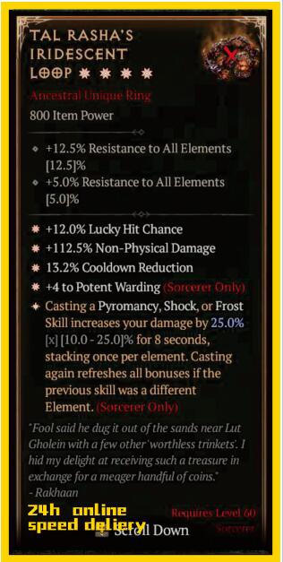 Diablo 4 [Season 6 Softcore] Ring - #TAL RASHA'S IRIDESCENT LOGP #1775149