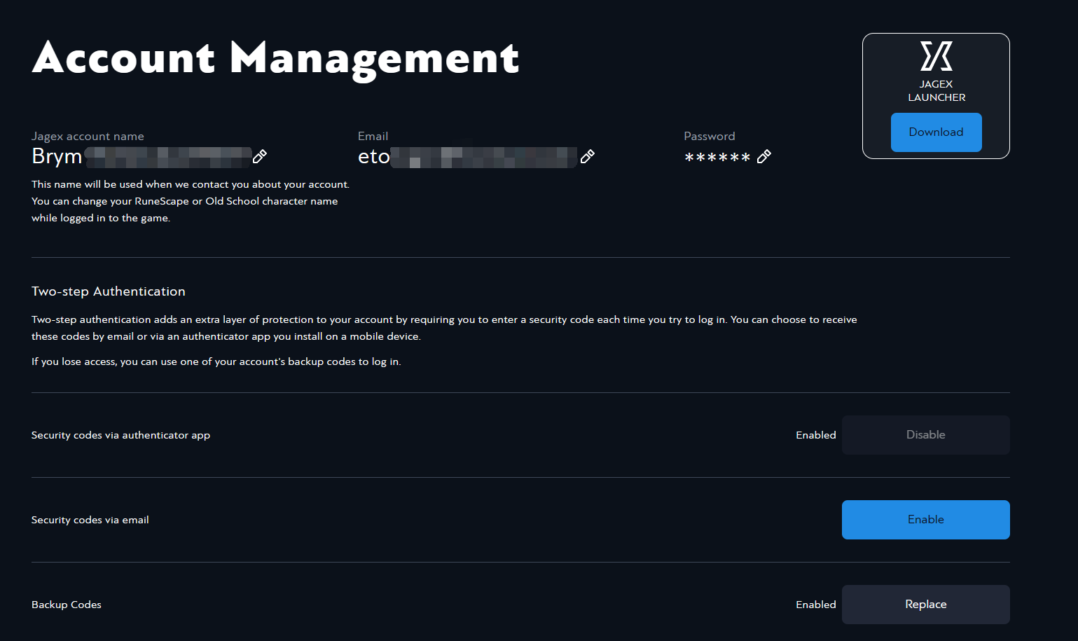 How to get backup codes for your jagex account?