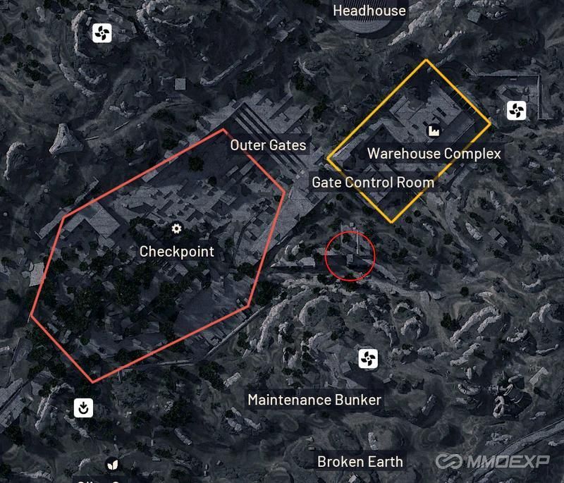 On The Blue Gate: Mark the White Lookout Tower South of the Warehouse Complex