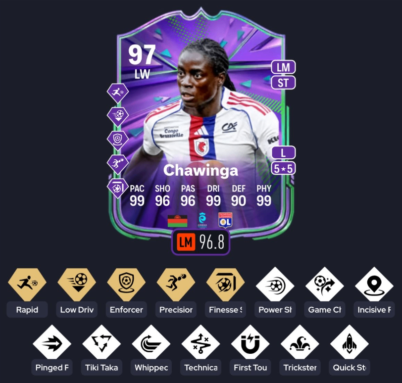 FC 26 Chawinga 16 PlayStyles card,EA FC 26 Festival of Football Chawinga,First 16 PlayStyle player FC 26,FC 26 97 rated Chawinga stats & meta,What do 16 PlayStyles do in FC 26,buy FC 26 Coins,FC 26 Coins