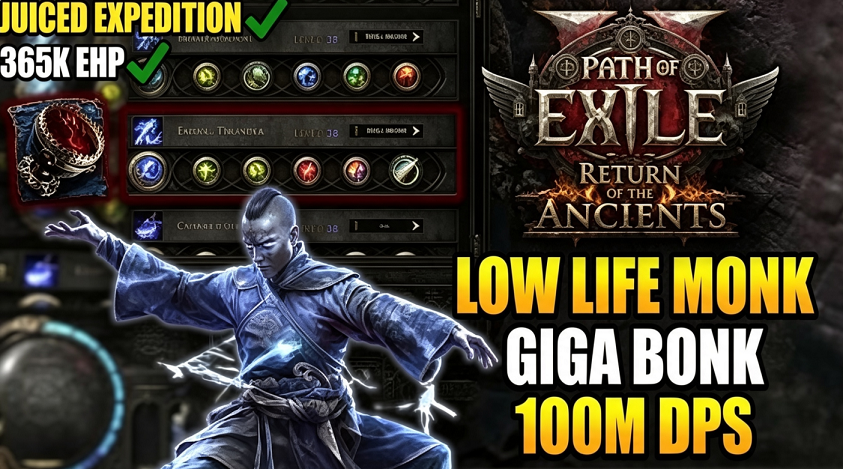 Path of Exile 2 0.5 Low Life Monk Build Guide: How to Reach 100M DPS and Farm 200% Delirium More Safely