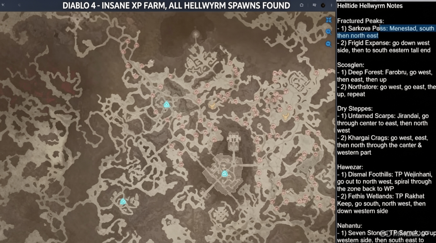 Diablo 4 Beginner's Guide: Fast Helltide Hellwyrm Farming and XP Routes