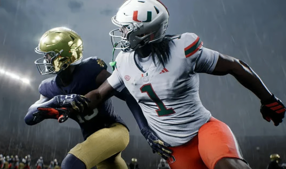 Madden 27 gameplay showing offensive and defensive adjustments, man coverage, scrambling, and home-field advantage mechanics.