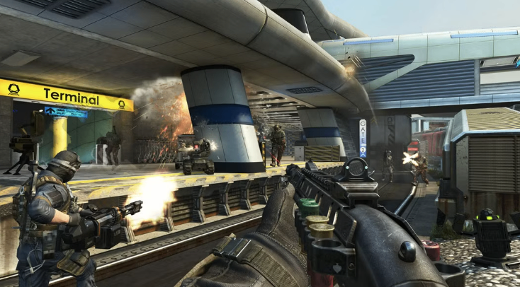 Fast-paced Black Ops 2 multiplayer combat showcasing the weapons, maps and straightforward gameplay that remain popular with returning players.