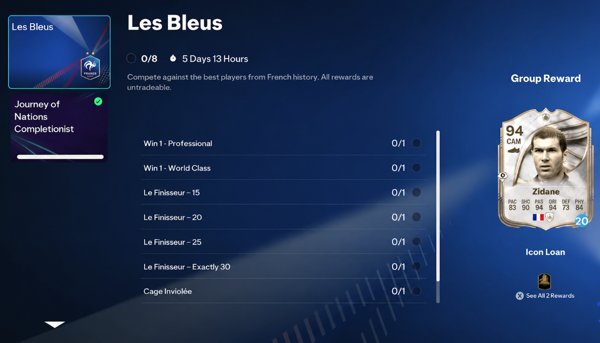 FC 26,Journey of Nations,Les Bleus Objective,Zidane,FC 26 Coins