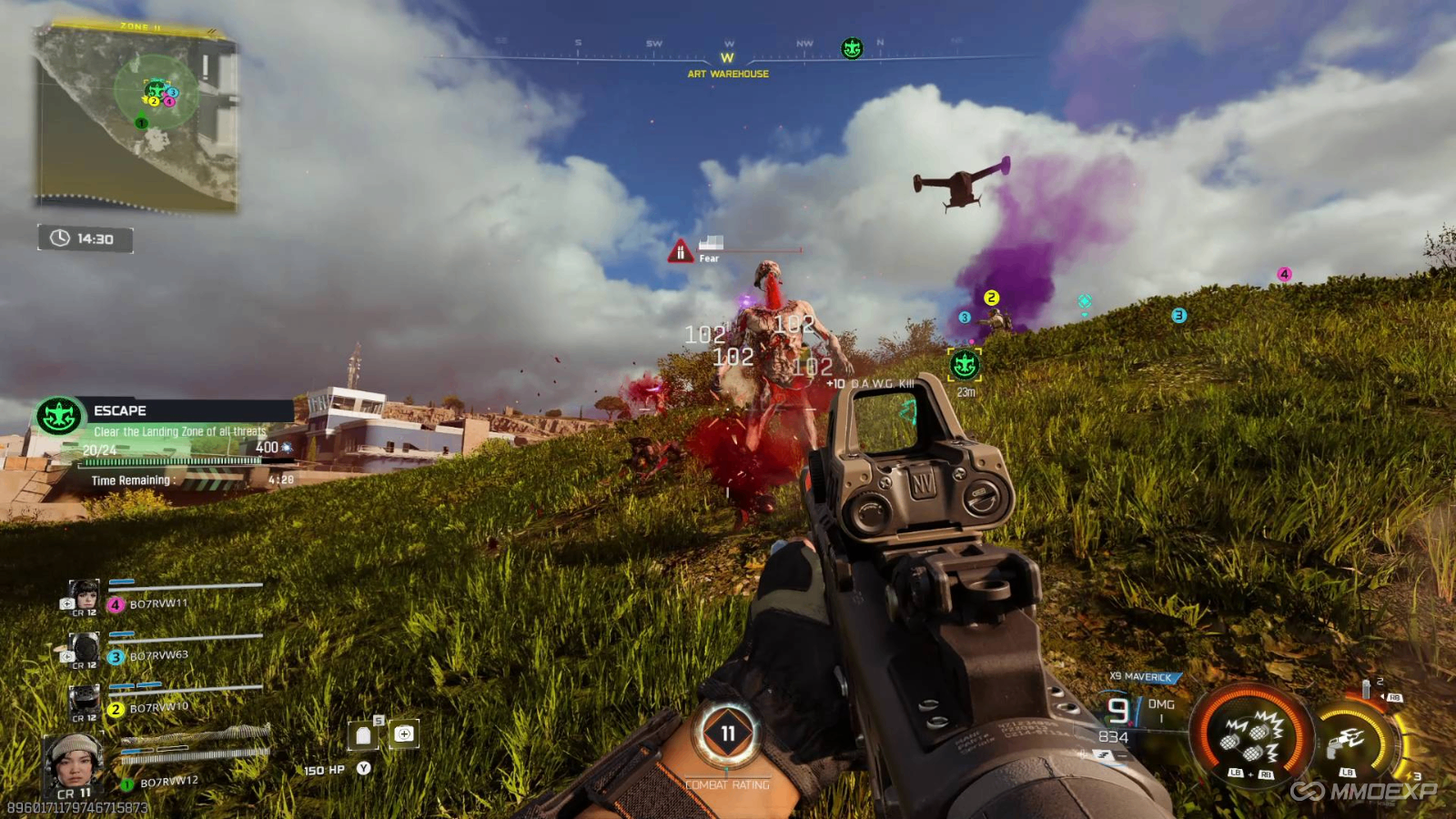 iron sights + stealth flanking