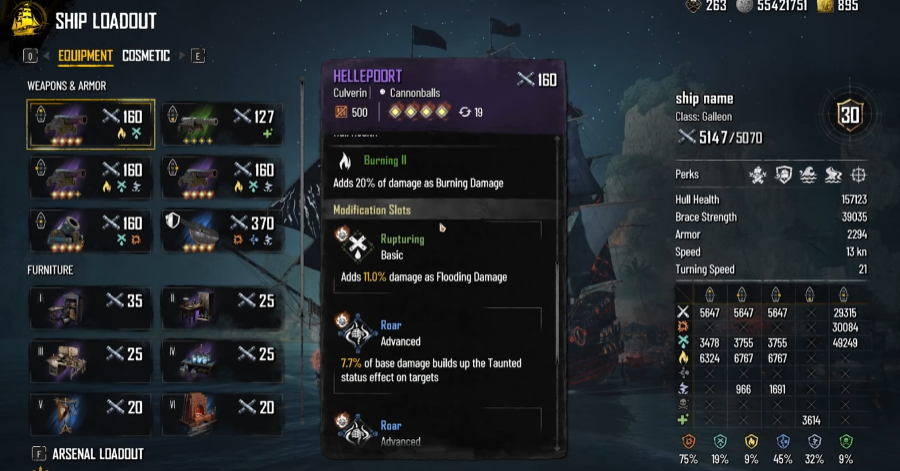 Skull and Bones, Galleon Tier 4 Meta Build, Endgame Galleon Setup, Galleon Build Guide, Tier 4 PvE, Weapon Damage, Armor Optimization