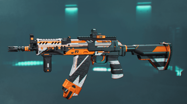 A fully customized AK weapon setup showing attachments focused on recoil control, stability, and ADS speed.