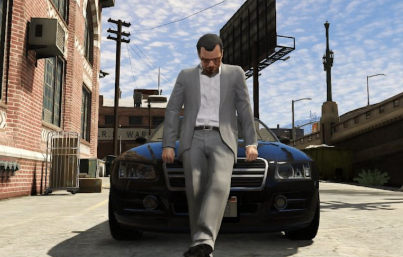 GTA 5 character holding a gun beside a sports car in Los Santos, representing the game's most popular cheat codes and open-world gameplay.