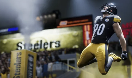 Madden NFL 27 accessibility and visual settings showing options such as enlarged on-field graphics, motion blur, and camera controls.