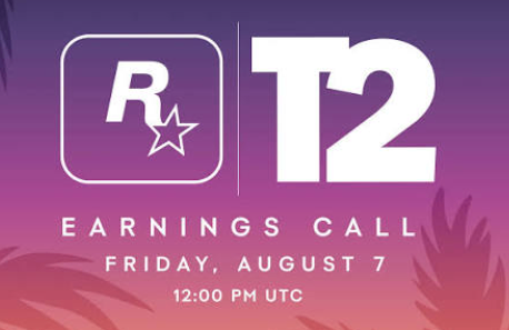 Take-Two Interactive and Rockstar Games logos alongside financial presentation graphics, representing the upcoming investor call that fans believe could coincide with new GTA VI marketing.