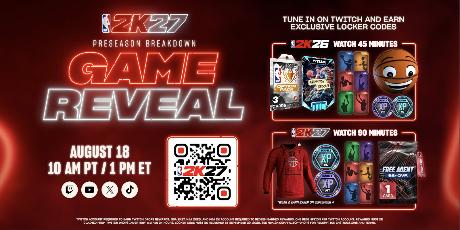 NBA 2K27 Community Day August 18, NBA 2K27 Twitch drop rewards, NBA 2K27 Top 100 player ratings, NBA 2K27 Play Now Triple Threat demo, NBA 2K27 2X Rep hoodie , NBA 2K26 MT,NBA 2K26 VC