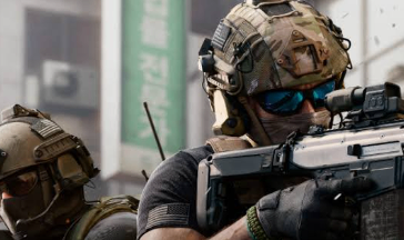 A promotional-style overview of COD Modern Warfare 4 showing multiplayer operators, weapons, and the upcoming beta experience.