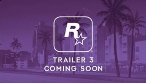 Grand Theft Auto VI Trailer 3 release date featuring Jason and Lucia with Vice City in the background.