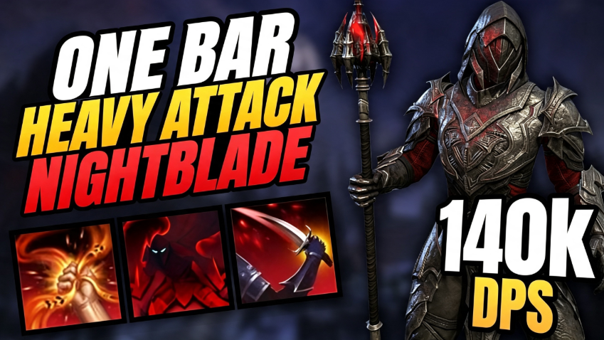 ESO 140k DPS One-Bar Heavy Attack Nightblade Build Guide (2026)