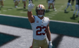 Madden NFL 27 gameplay with aggressive run blocking, man coverage and defensive pressure mechanics.