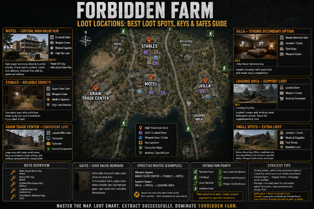 Arena Breakout Infinite Forbidden Farm Loot Locations: Best Loot Spots, Keys & Safes Guide
