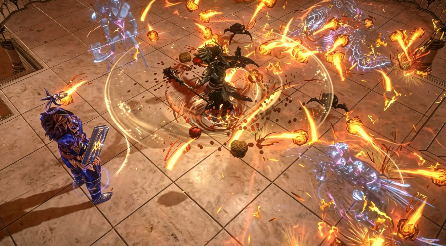 POE 3.29 build, Spinning Magma Saboteur, Path of Exile spin to win build, POE beginner friendly endgame build, POE Rolling Magma Cyclone build,  POE Currency, buy POE Currency