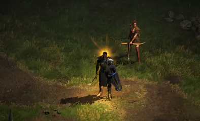 Nova Sorceress and Act II mercenary preparing to defeat Diablo Clone during Season 15.