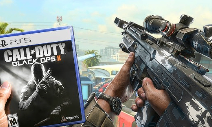 CoD Black Ops 2 PS5 gameplay featuring classic assault rifles, SMGs and sniper rifles