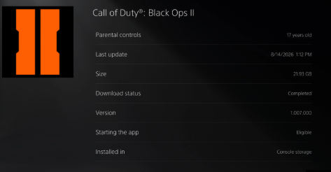 CoD Black Ops 2 Update 1.07