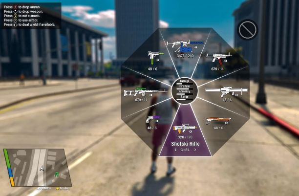 Concept comparison showing the evolution of GTA 6's inventory and weapon selection system.