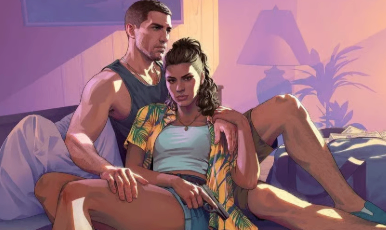 Jason and Lucia together in GTA 6, highlighting the game's dual-protagonist setup and their apparent partnership during story missions.