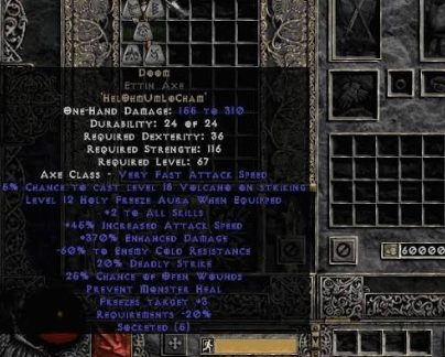 Doom grants Holy Freeze Aura, slowing enemies and improving survivability in Hardcore and defensive builds.