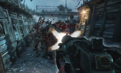 Origins Zombies map from Call of Duty Black Ops 2 featuring elemental staffs, giant robots and the Panzer Soldat.