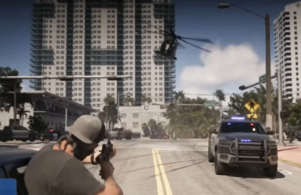 GTA 6 Gameplay featuring Jason and Lucia fighting enemies during a police chase with enhanced combat mechanics.