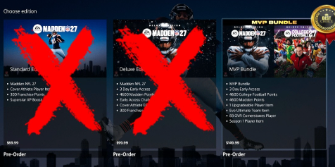 Comparison graphic outlining the features, bonuses, and release dates of each Madden 27 edition.
