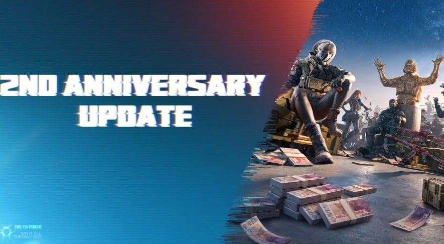 Delta Force celebrates its second anniversary with up to 3,900 Limited-Time Delta Tickets, Golden State Legendary AUG appearance, anniversary Charm and Badge, and other limited rewards.