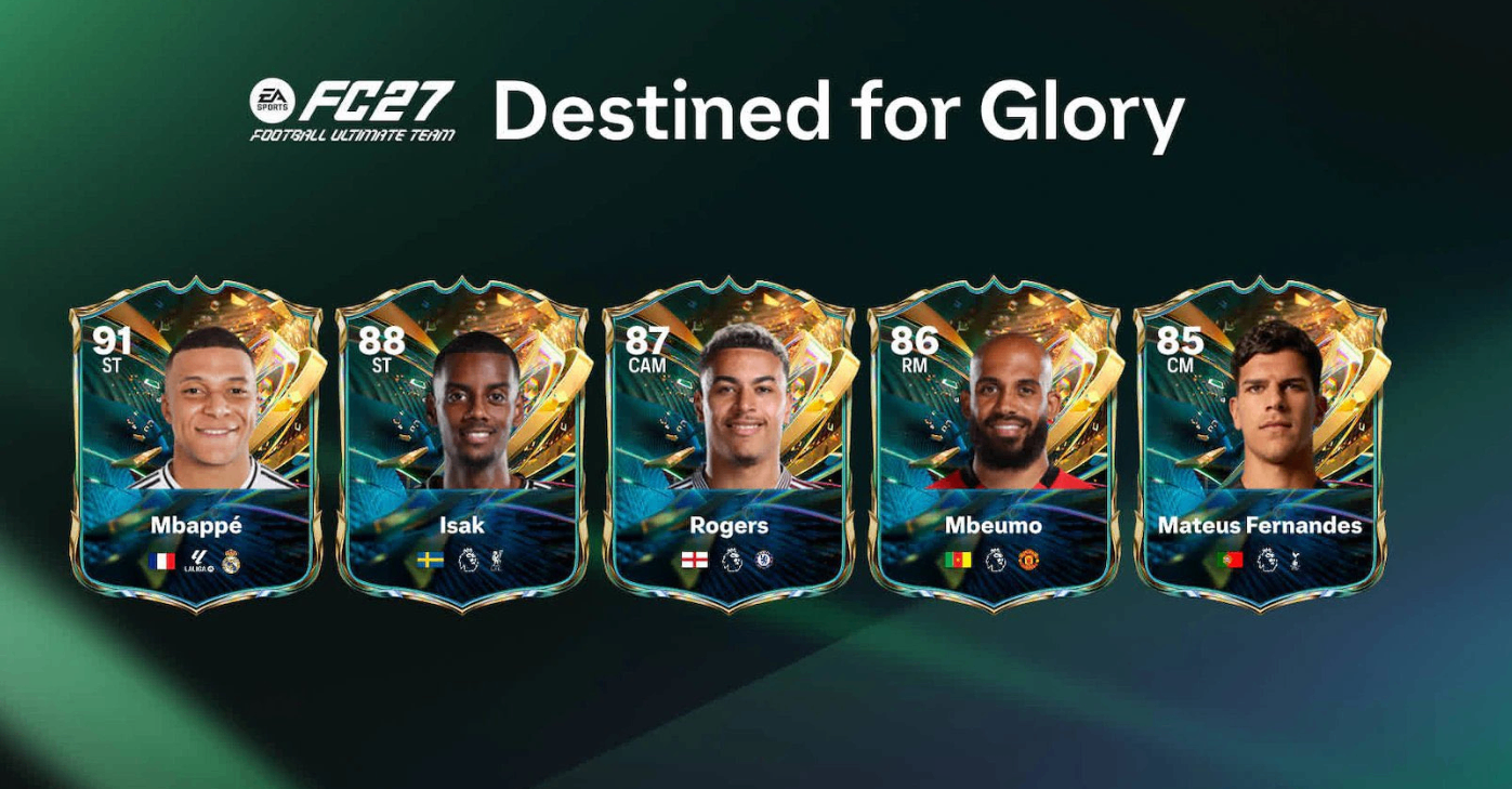 EA FC 27 Destined for Glory leaks,FC 27 Destined for Glory players ratings stats,FC 27 Destined for Glory Mbappé 91 card,EA FC 27 Destined for Glory new promo cards,FC 27 Destined for Glory Isak Bisseck Mendes,FC 27 Destined for Glory squad building guide,FC 27 Coins