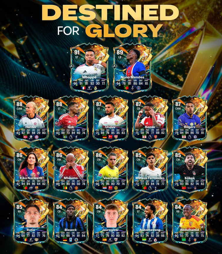 EA FC 27 Destined for Glory Team Leaked: Mbappe, Nuno Mendes and All players, ratings, cards, and meta-stars