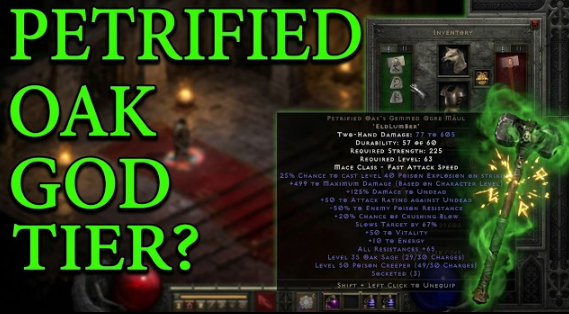 Diablo II Resurrected: Petrified Oak Runeword Build Breakdown
