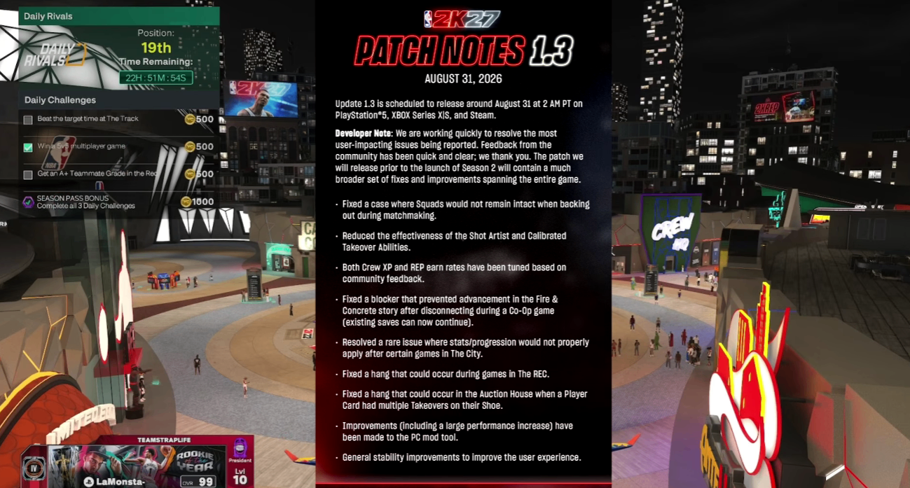 NBA 2K27 Patch 1.3 Guide: Shooting Nerfs, Rep Boosts & Hidden Changes,Buy 2K27 VC