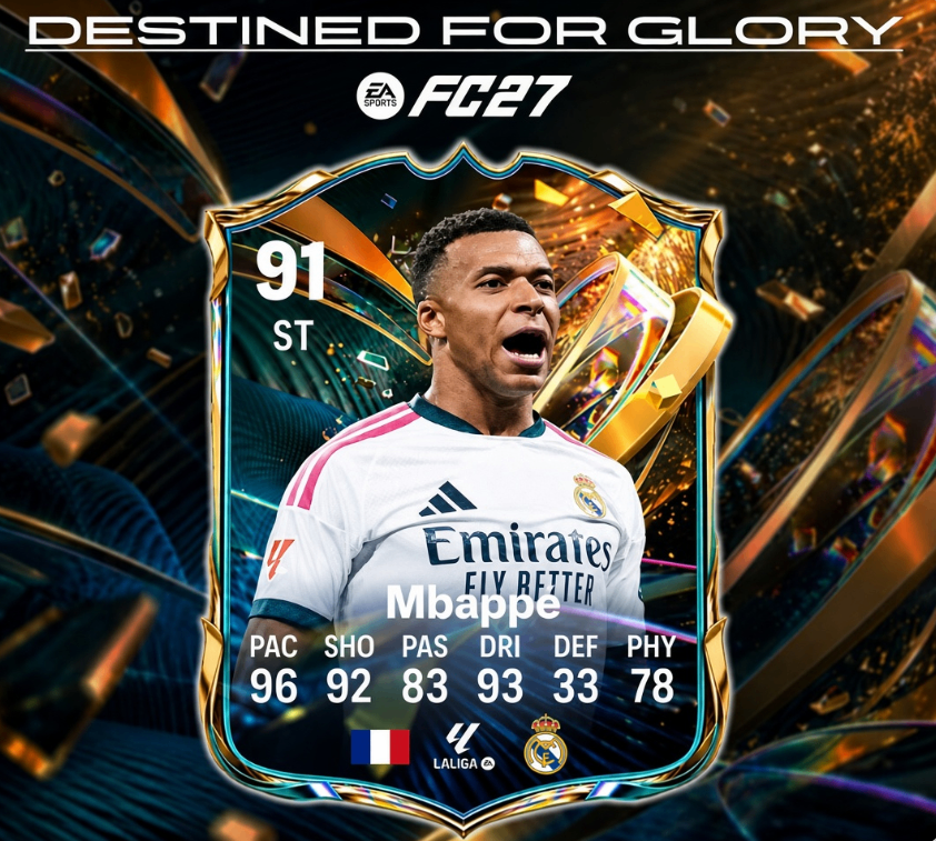 EA FC 27 Destined for Glory leaks,FC 27 Destined for Glory players ratings stats,FC 27 Destined for Glory Mbappé 91 card,EA FC 27 Destined for Glory new promo cards,FC 27 Destined for Glory Isak Bisseck Mendes,FC 27 Destined for Glory squad building guide,FC 27 Coins