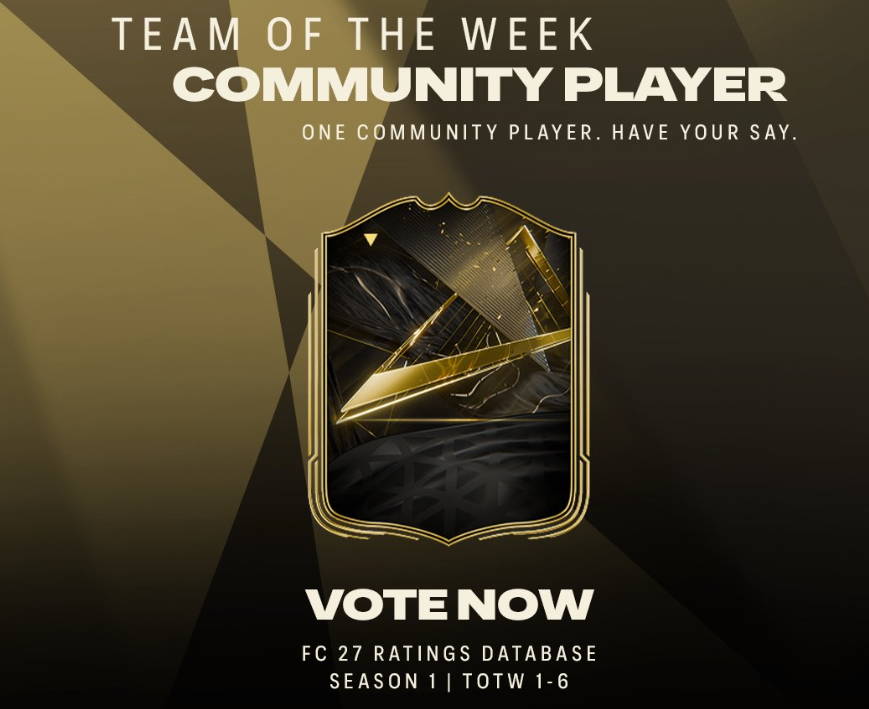FC 27 Community Player TOTW,FC 27 Team of the Week votazione,Crediti FC 27,Ultimate Team FC 27,EA SPORTS FC 27 TOTW,Acquista crediti FC 27,FC 27 votazione community player,carta speciale TOTW FC27