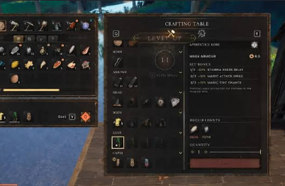 Dragonwilds inventory and storage interface showing how limited slots and carry weight affect resource gathering.