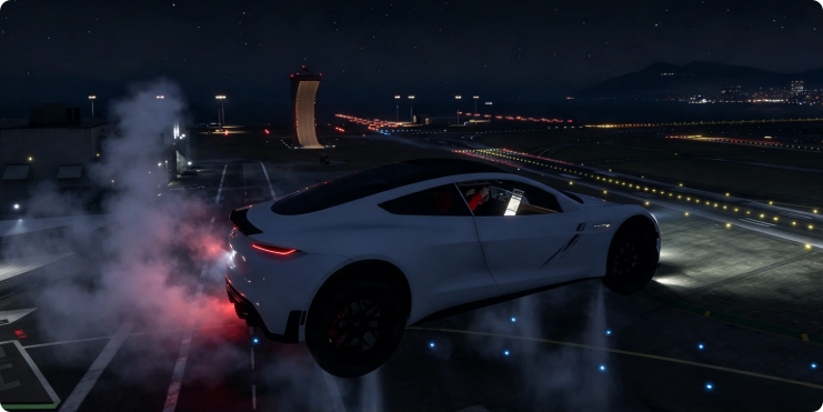 GTA 5, GTA 5 mod, Tesla Roadster, Tesla zburător, Speedrunners vs Hunters, GTA 5 online, moduri GTA 5, Los Santos