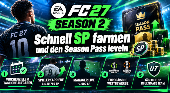 FC 27 Season 2 SP farmen,Season Pass schnell leveln,SP verdienen,Season Pass leveln,SP verdienen,Spielerkarriere SP,Manager Live SP,Ultimate Team SP