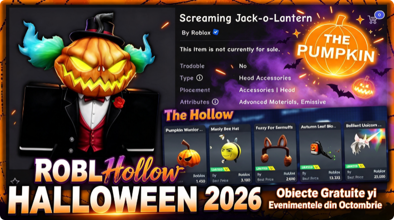 Roblox Halloween 2026: The Hollow, Obiecte Gratuite și Evenimentele din Octombrie