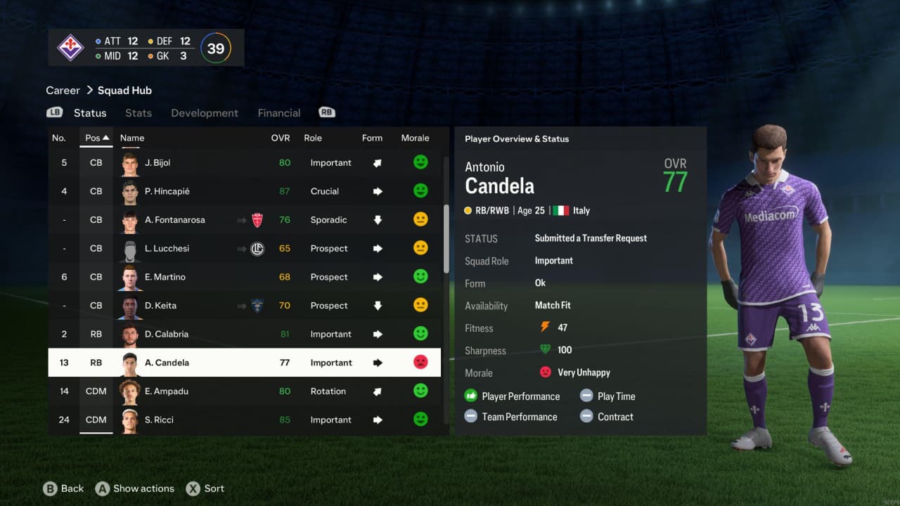 FC 27 Career Mode Bug: Starters Request Transfers Despite Getting Enough Playing Time