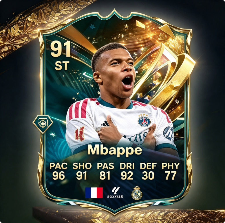 EA FC 27, Mbappé Destined for Glory, card Mbappé EA FC 27, Draft EA FC 27, promoție Destined for Glory, Ultimate Team, echipă 89 rating, Rațiu Destined for Glory, fc 27 coins