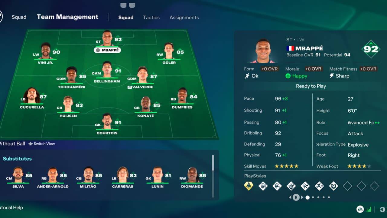 FC 27 v1.1 Career Mode Team Management UI