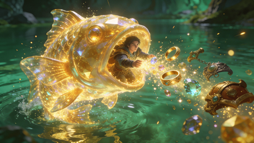 The Gem Fish payoff: gems, rings and gear