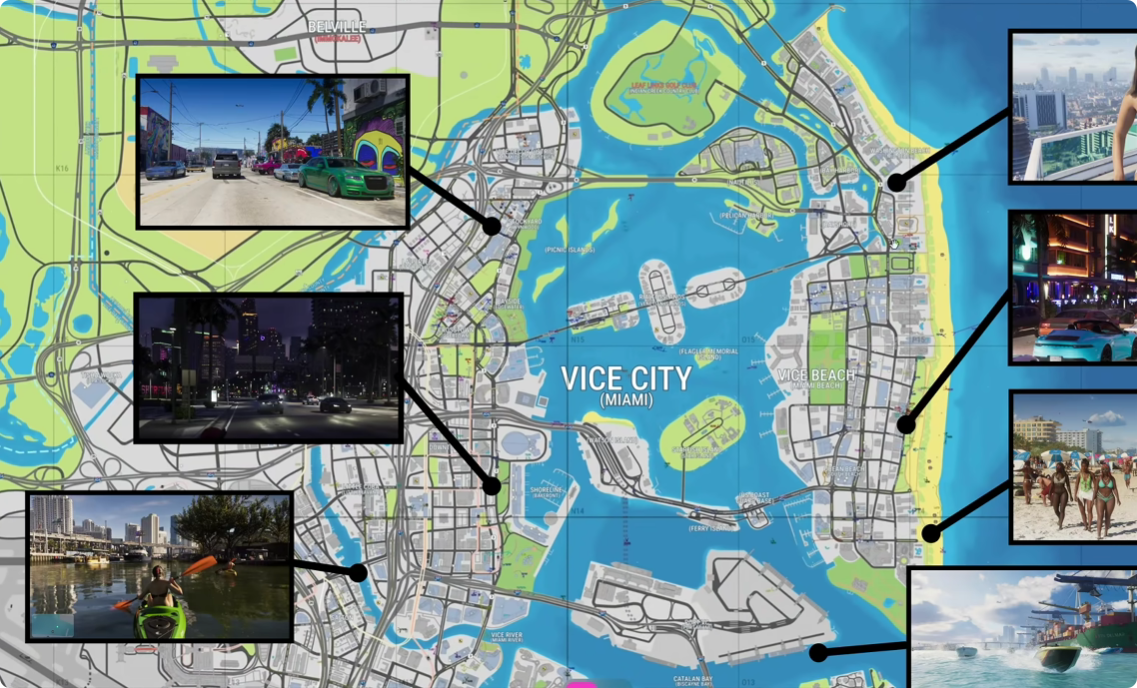 GTA 6 : Guide de la carte, toutes les régions et les lieux à découvrir à Leonida
