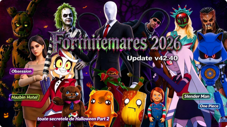Fortnitemares 2026 Update v42.40: skin-uri noi Obsession și Hazbin, Slender Man, One Piece și toate secretele de Halloween Part 2