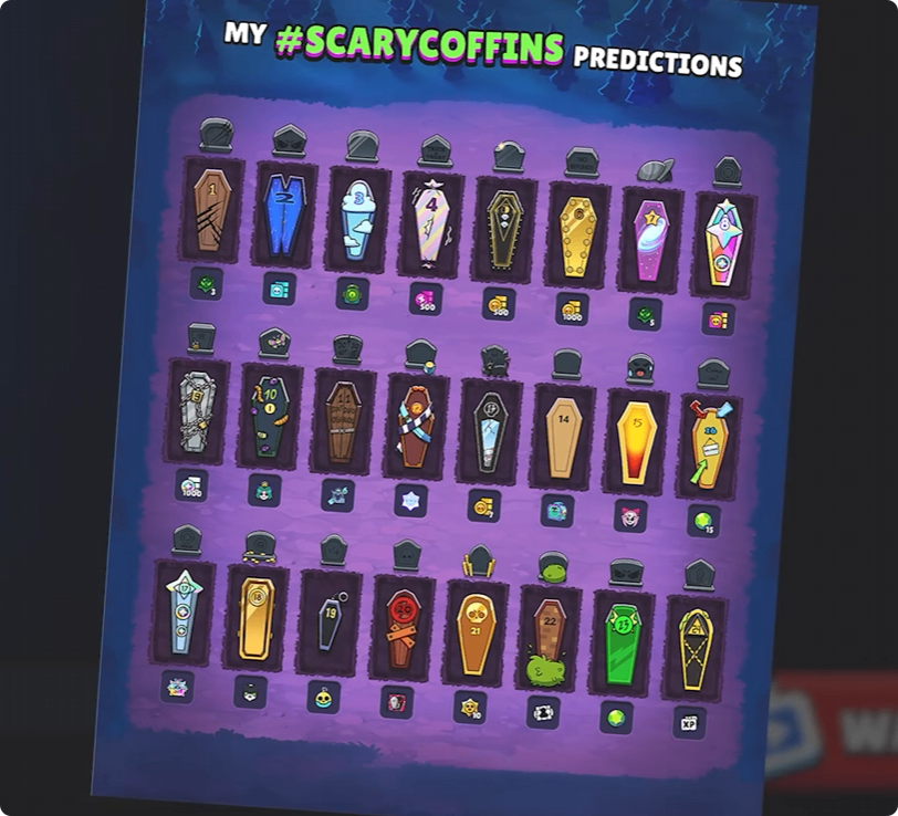 Brawl Stars, Scary Coffins, eveniment Halloween Brawl Stars, skin Griff Epitaph, Ultra Drop, Ultra Trophy Box, Vince early access, tatuaj Melody, cutii coșciug, eveniment 100 milioane quest-uri, cumpara Brawl Stars Top Up