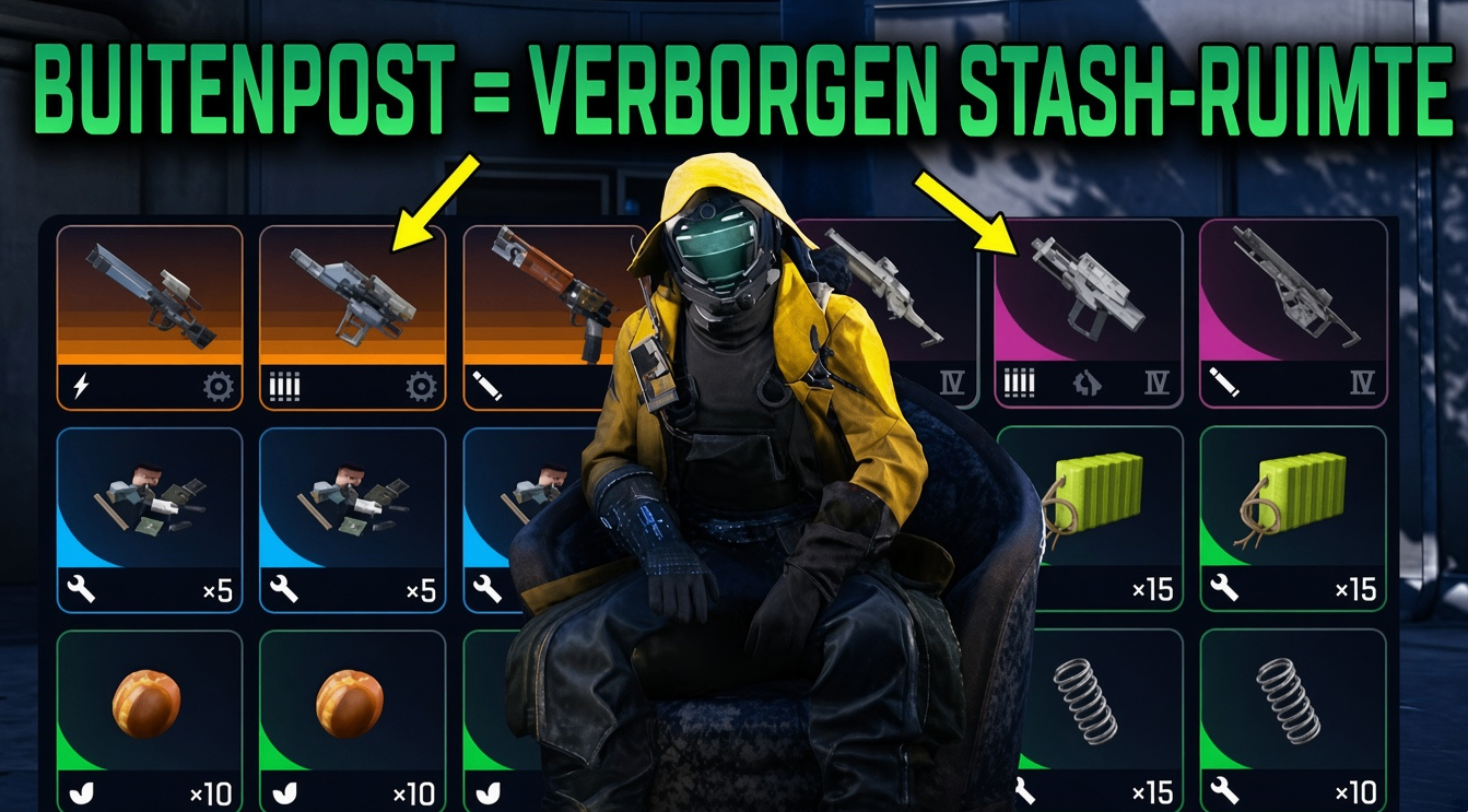 ARC Raiders Outpost Guide opslag,ARC Raiders diner-kast opslag,ARC Raiders wapenrek stash slots,ARC Raiders Scrappy fruit opslaan,ARC Raiders springkussen farm locatie,Kopen ARC Raiders Coins,ARC Raiders outpost meubels craften,ARC Raiders inventory management tips